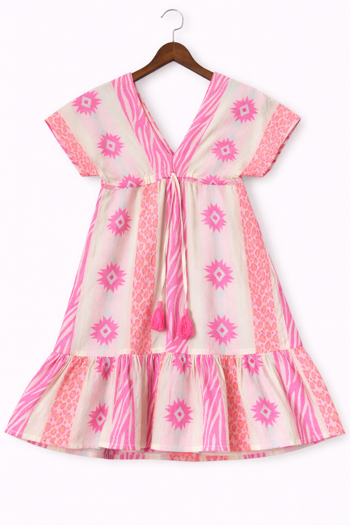 V-Neck Tie Front Dress