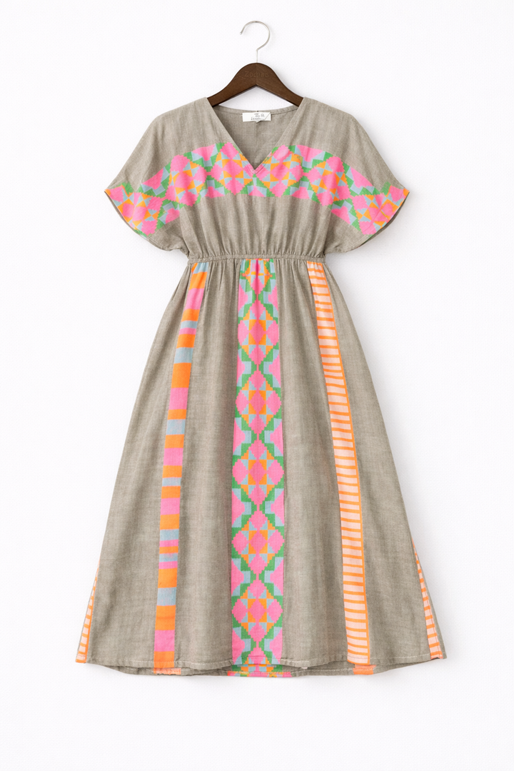 V-Neck Pattern Dress