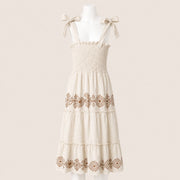 Kids Smocked Tie Strap Midi Dress