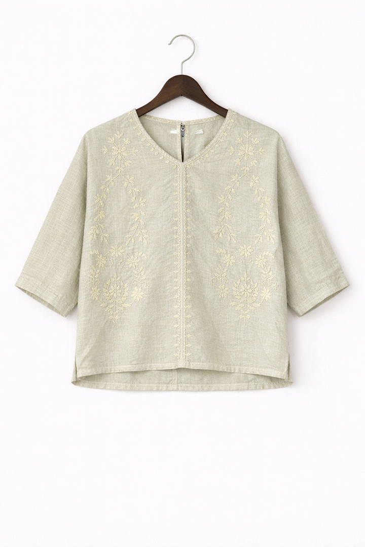 V-Neck Embroidered Top