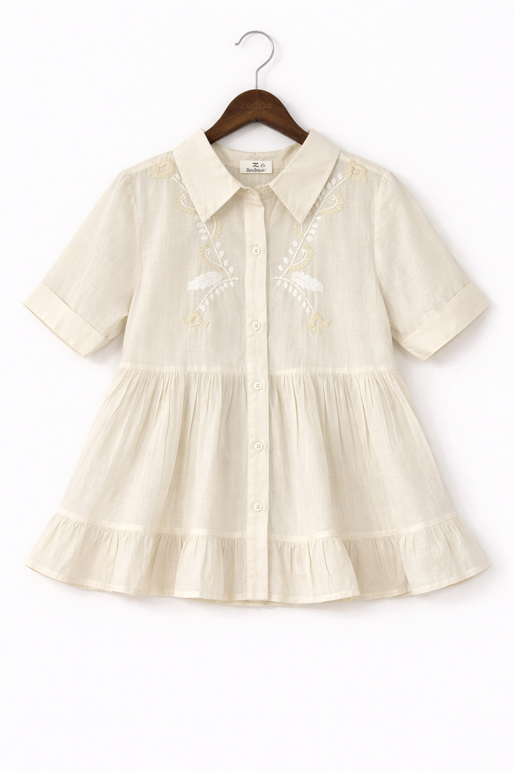 White Short Sleeve Peplum Shirt