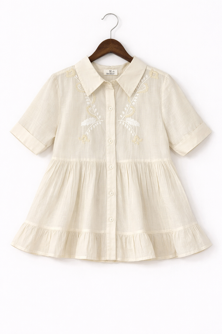 White Short Sleeve Peplum Shirt