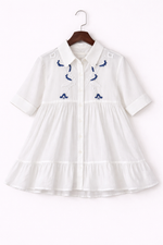 Load image into Gallery viewer, White Short Sleeve Peplum Shirt