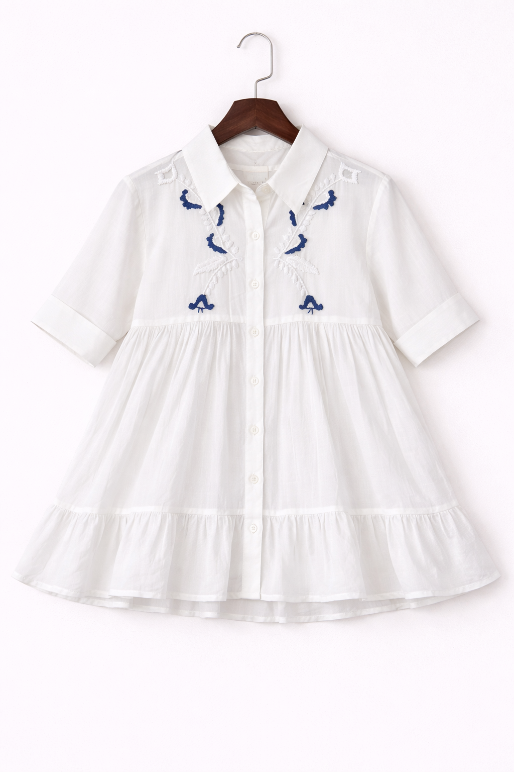 White Short Sleeve Peplum Shirt