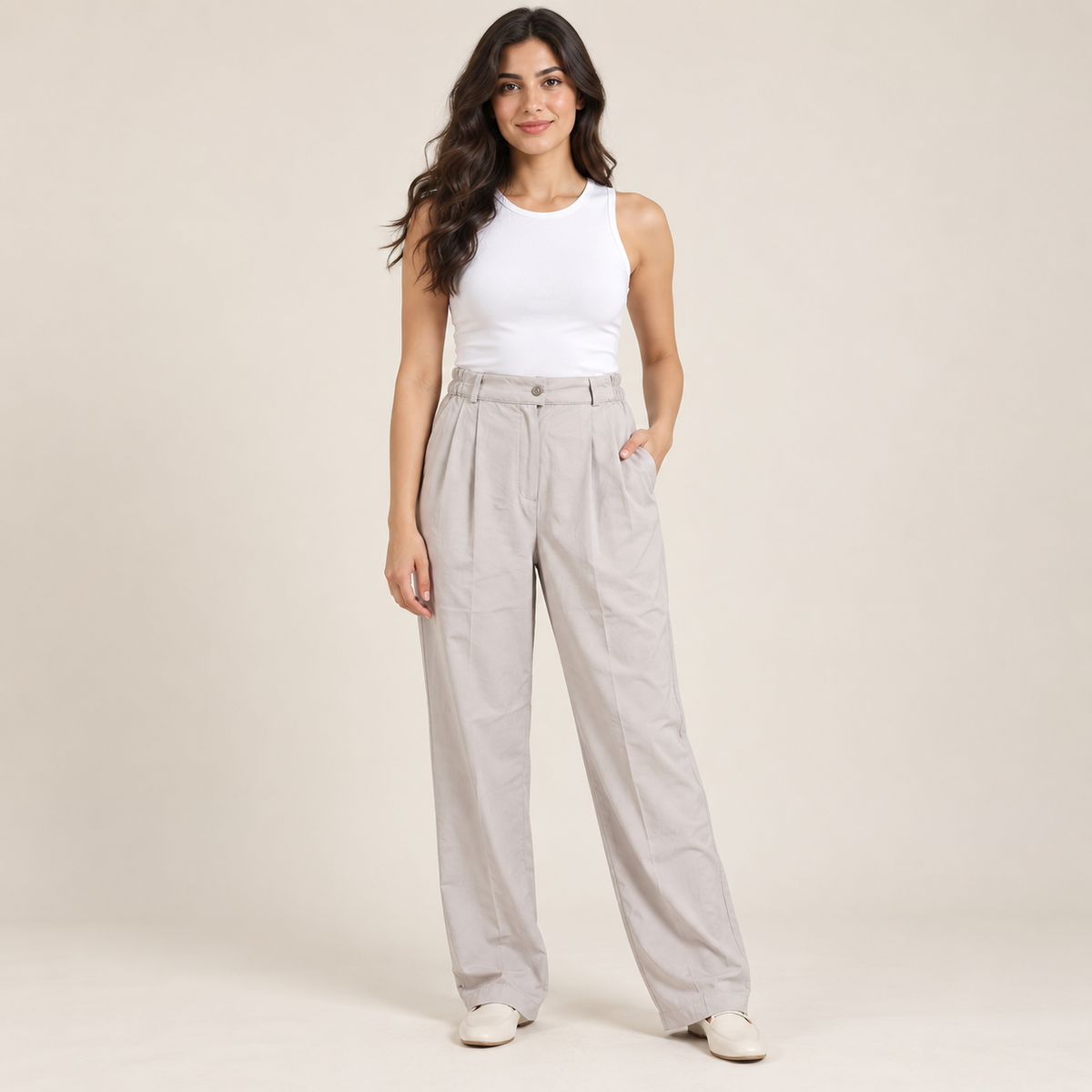 Women Pleated Balloon-Leg Pants