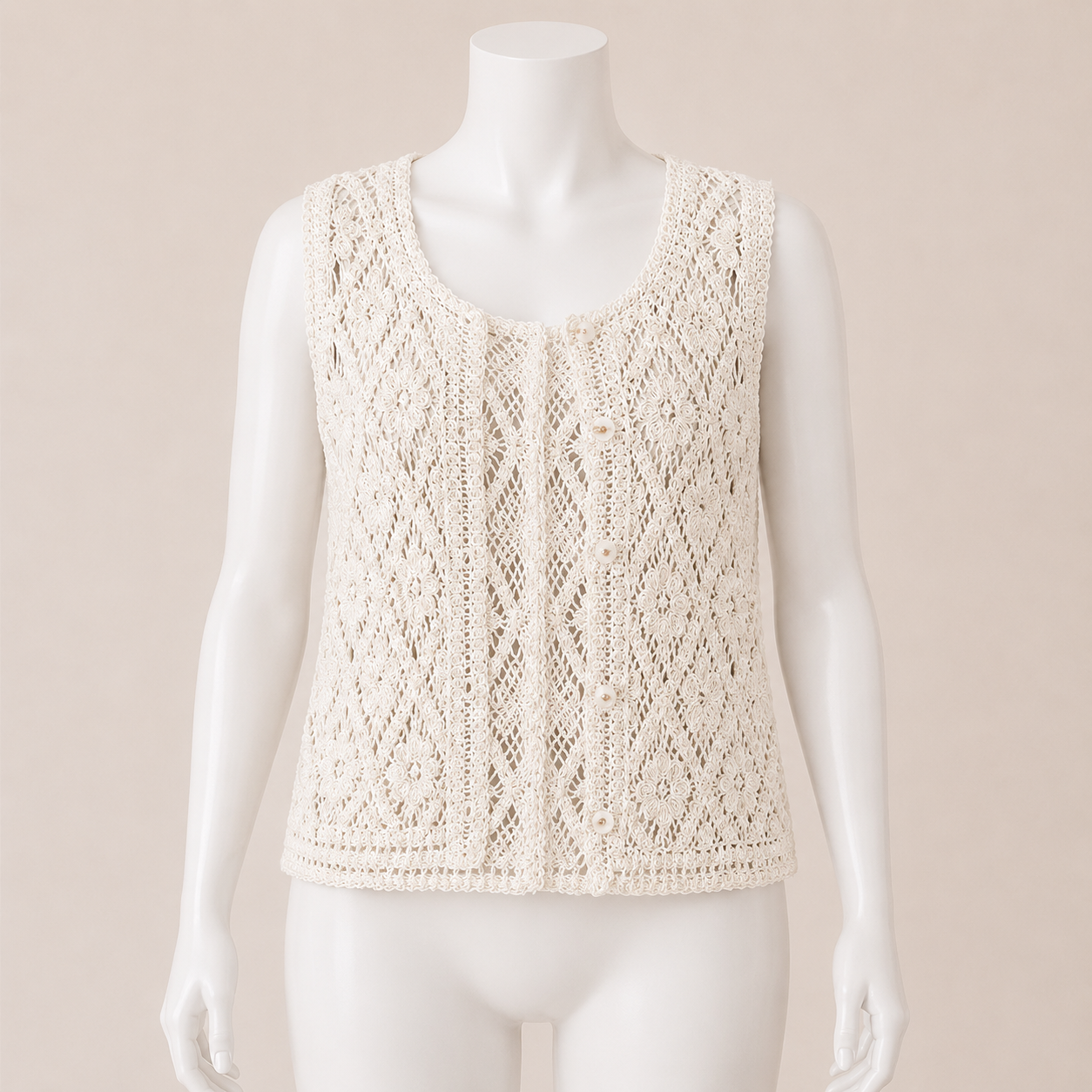 Women's Guipure Vest with Buttons