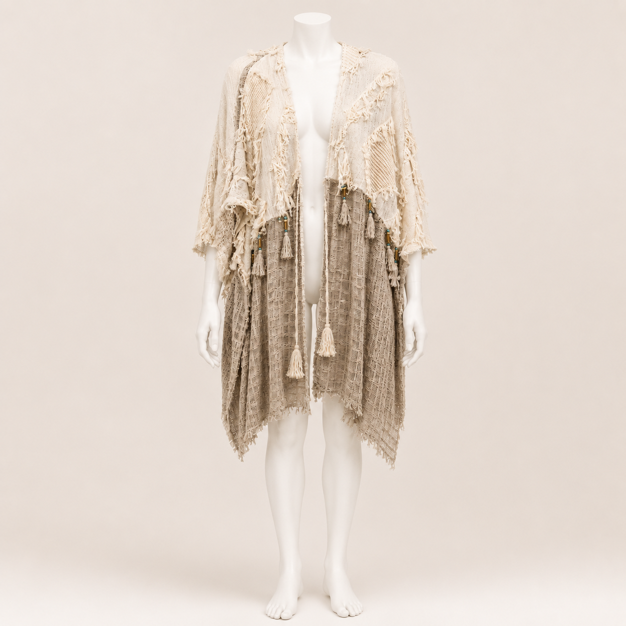 Textured Linen Patchwork Poncho