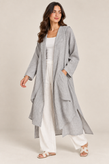 Women Textured Longline Open-Front Cardigan