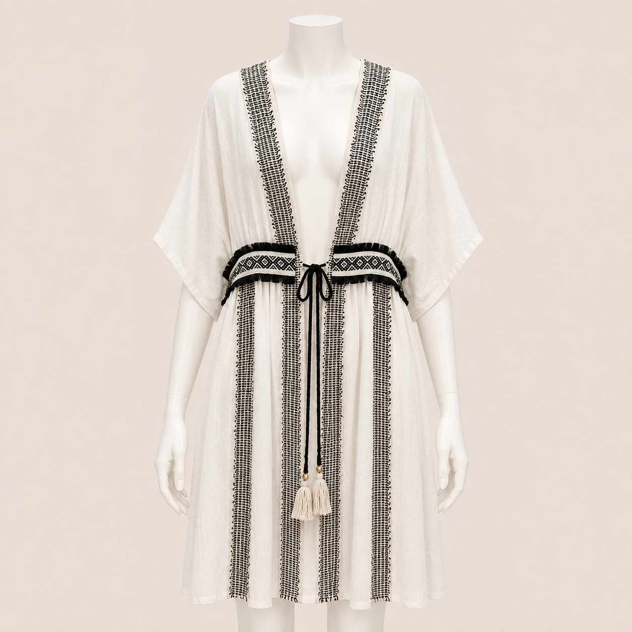 Women Jacquard Trim Cardigan