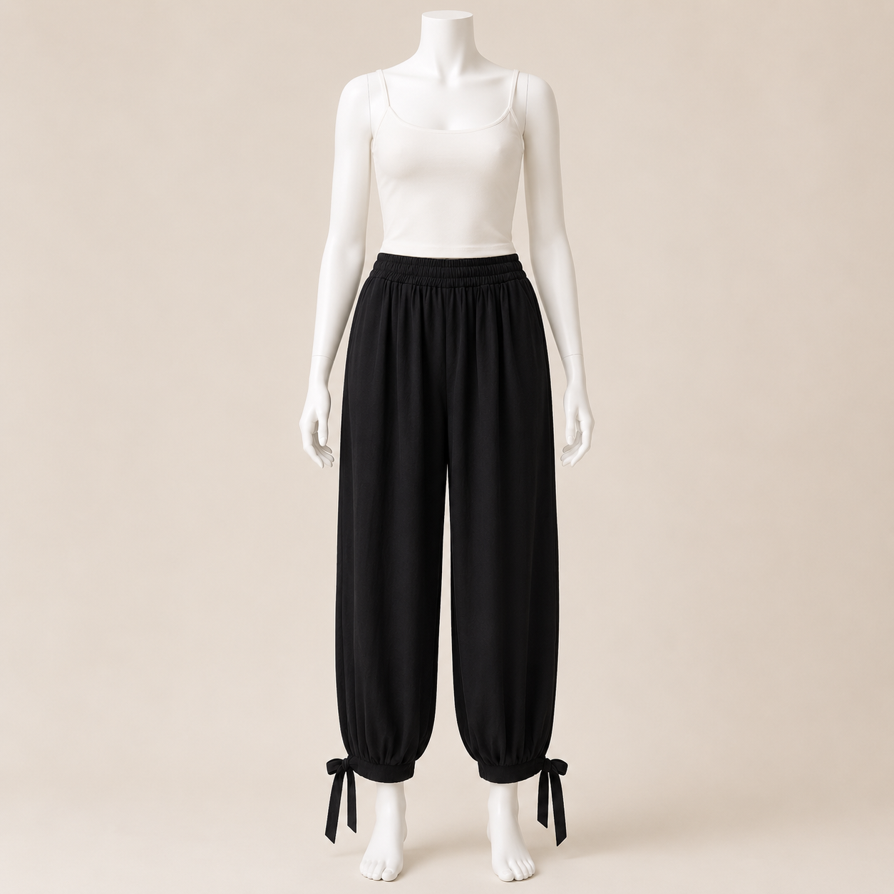 Women Pants with Tie Hem Detail