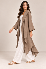 Women Textured Longline Open-Front Cardigan