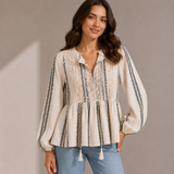 Women Tie-Neck Peplum Blouse