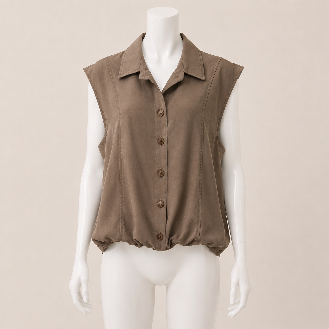 Women Sleeveless Vest with Elastic Waist