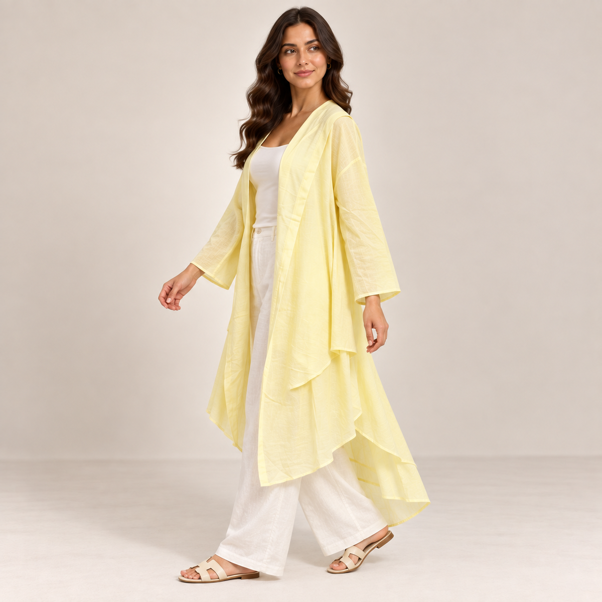 Women Textured Longline Open-Front Cardigan
