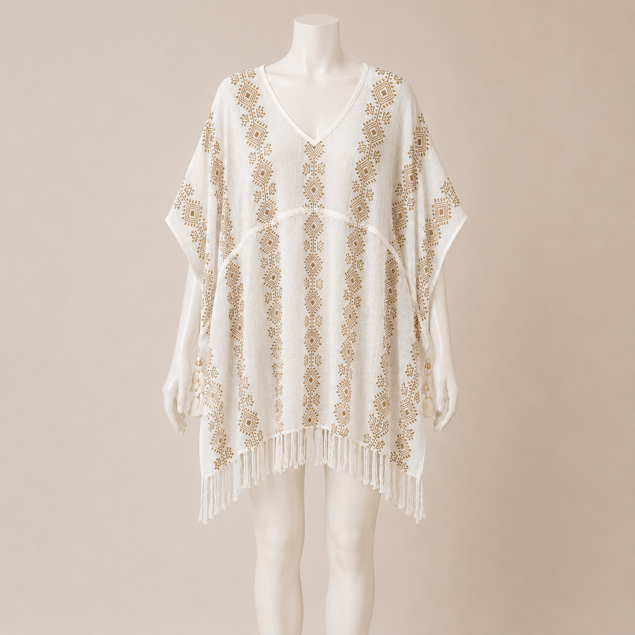 V Neck Fringe Kaftan
