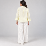 Women Striped Linen-Blend Utility Shirt