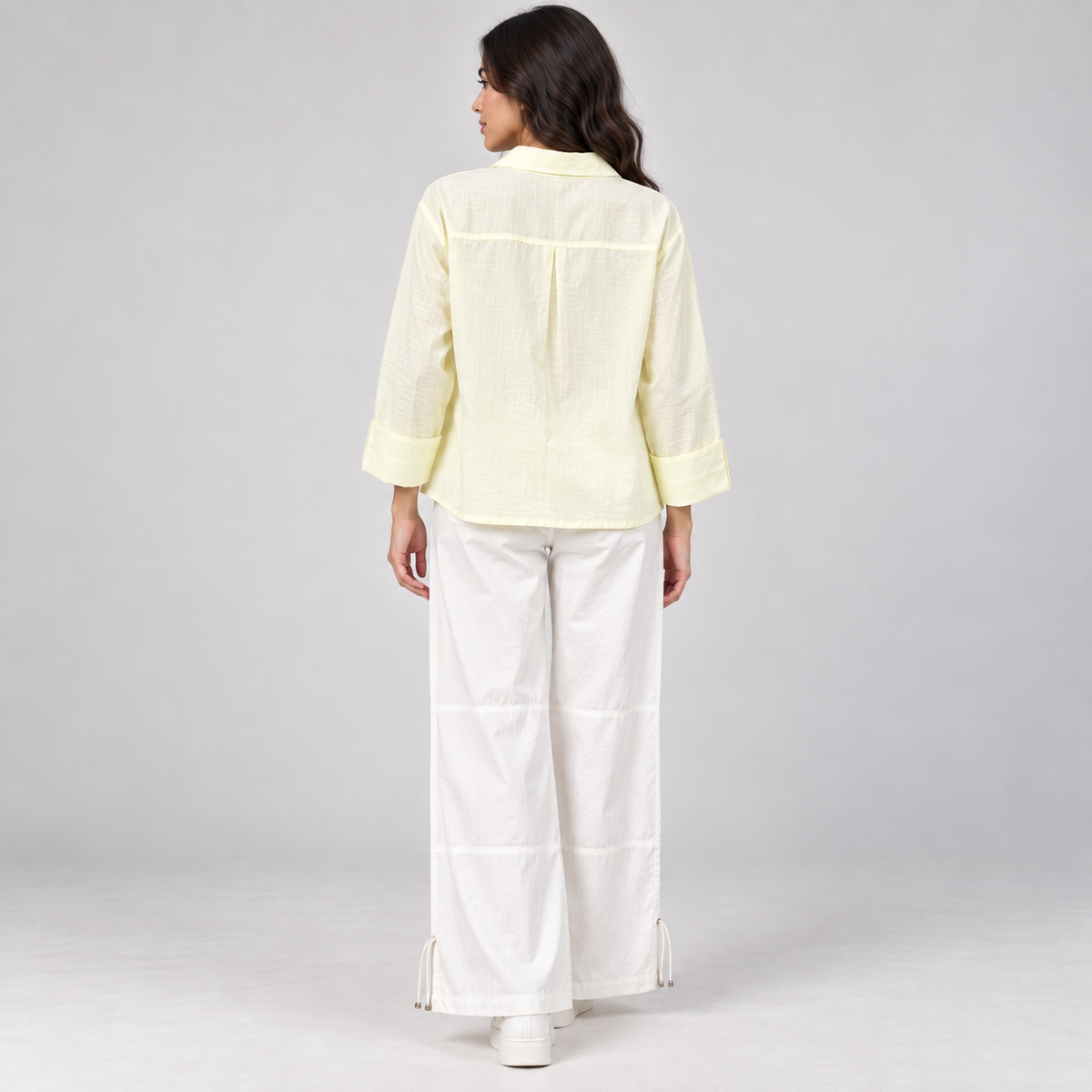 Women Striped Linen-Blend Utility Shirt