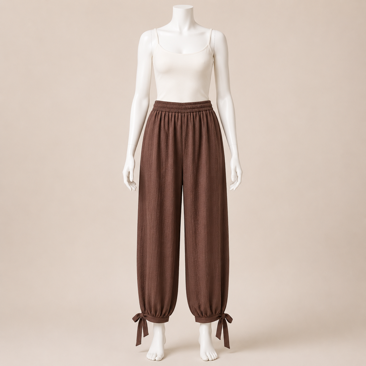 Women Pants with Tie Hem Detail