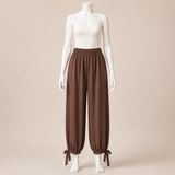 Women Pants with Tie Hem Detail