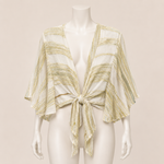 Load image into Gallery viewer, Tie Front Wide Sleeve Top