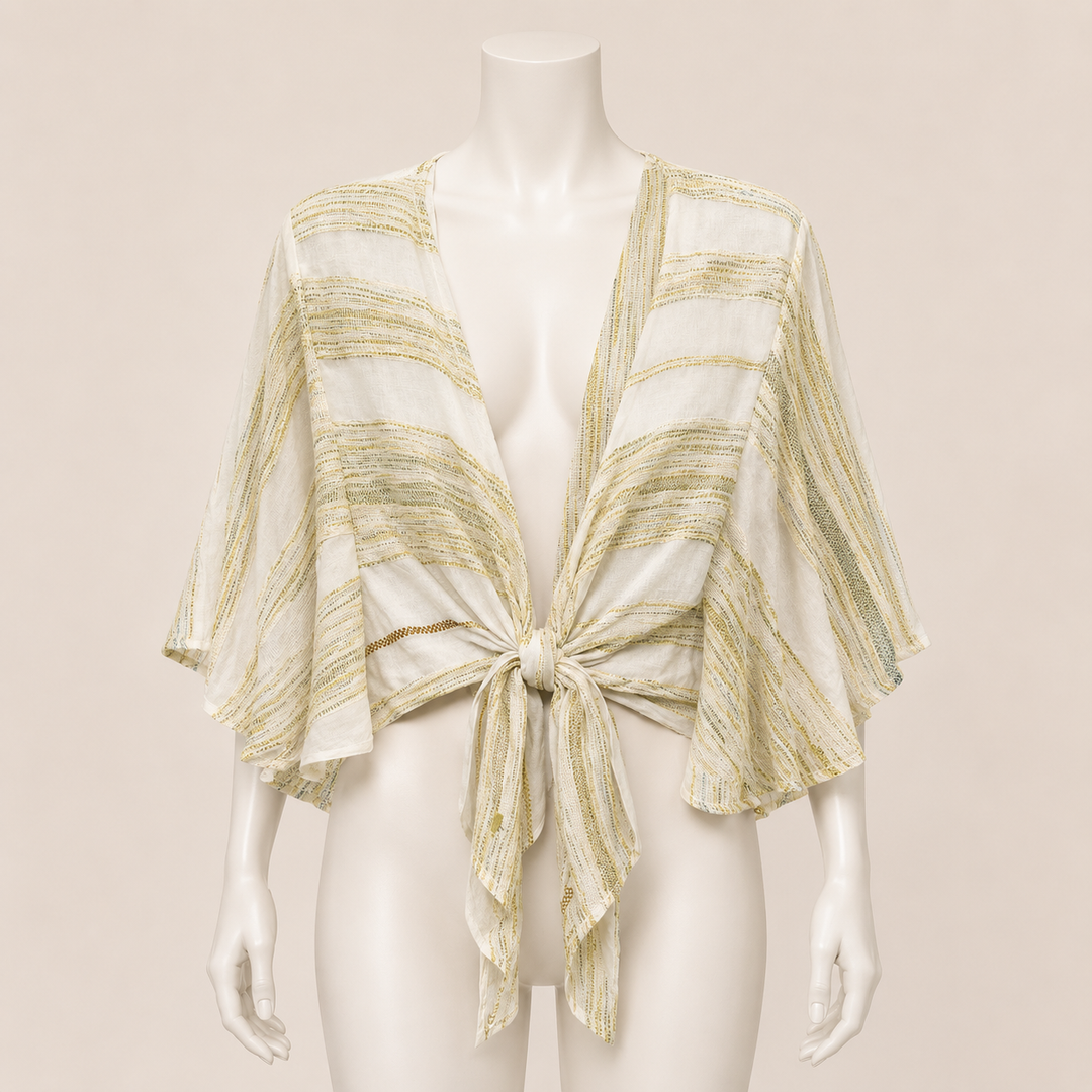 Tie Front Wide Sleeve Top