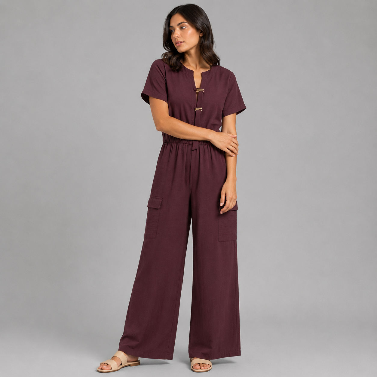 Tie-Neck Wide-Leg Jumpsuit