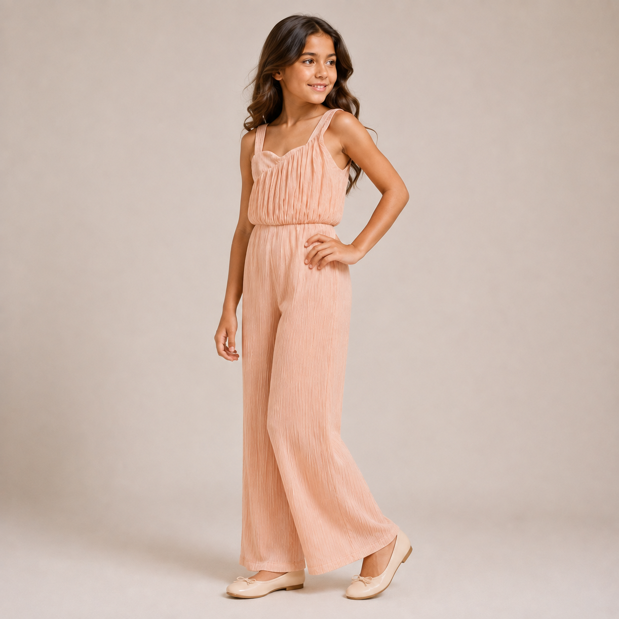 Girls Pleated Wide-Leg Soiree Jumpsuit