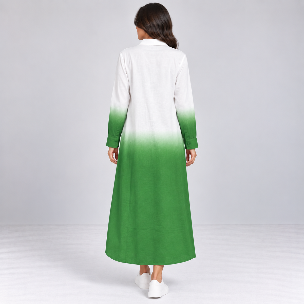 Women Ombre Button-Down Maxi Dress
