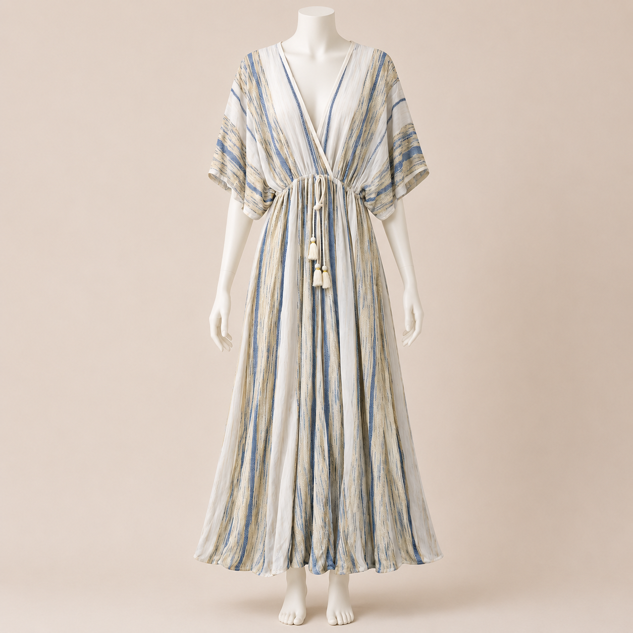 Stripe Wrap Maxi Dress