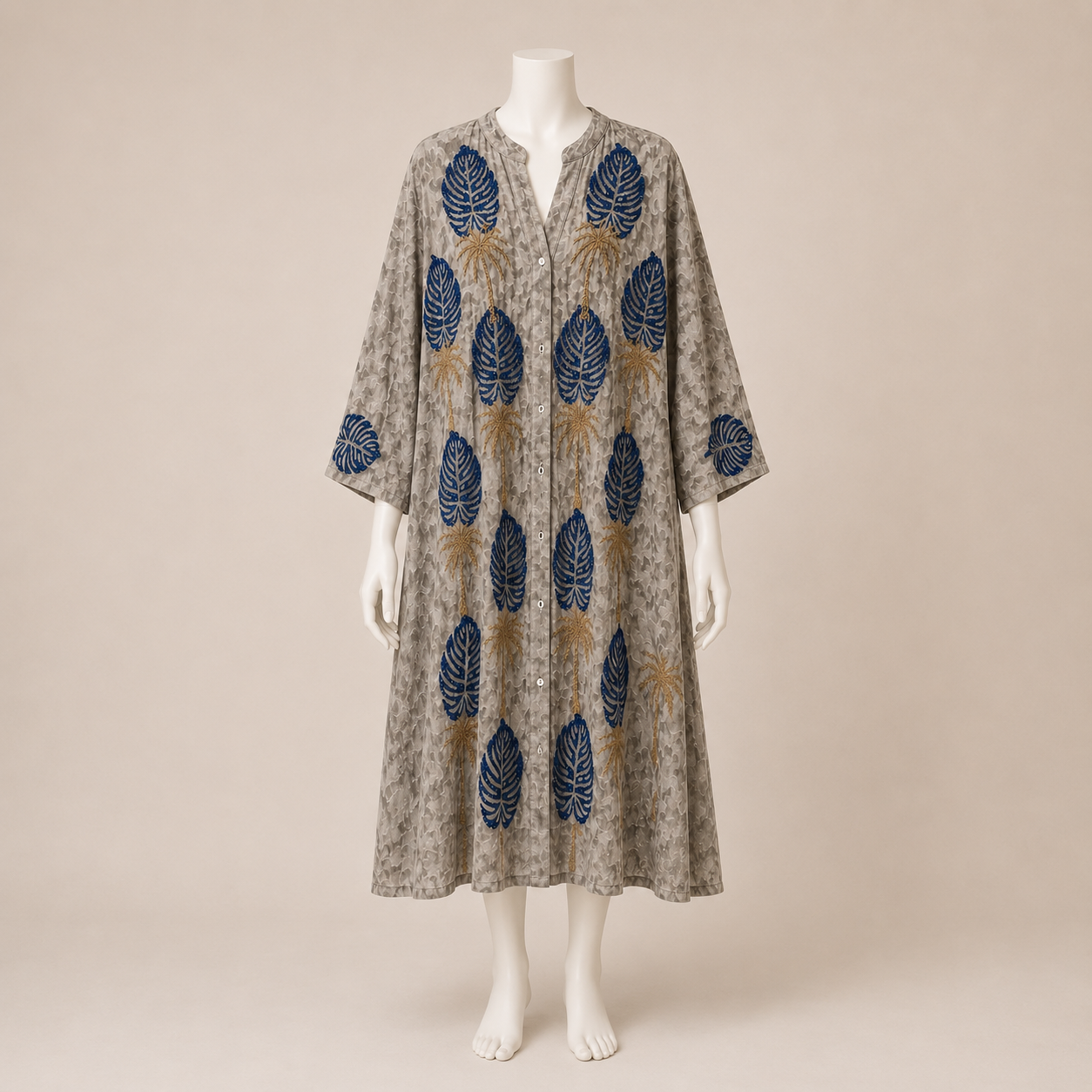 Leaf Print Button Front Tunic