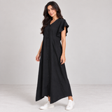 Women Button-Front Flutter Sleeve Midi Dress