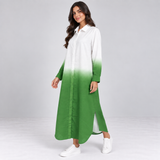 Women Ombre Button-Down Maxi Dress