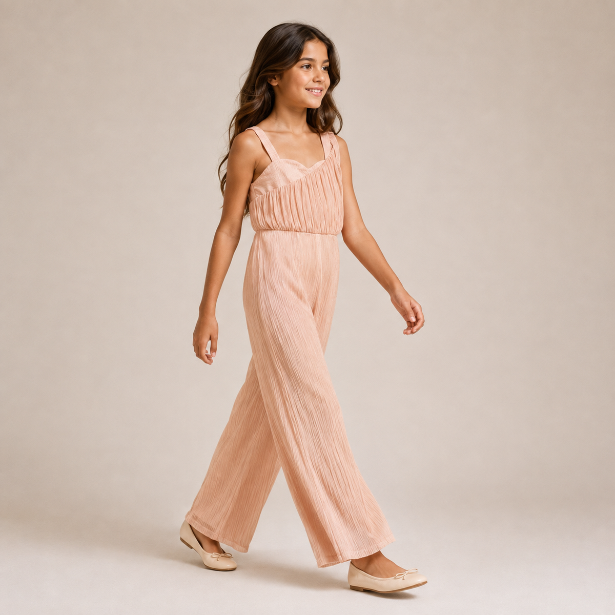 Girls Pleated Wide-Leg Soiree Jumpsuit