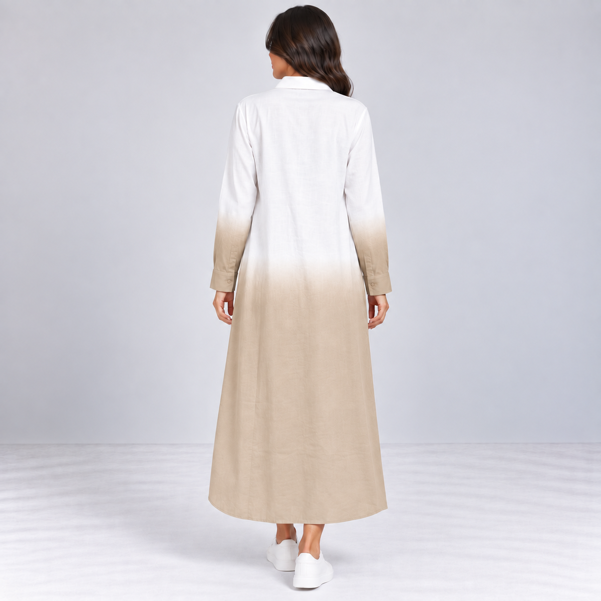 Women Ombre Button-Down Maxi Dress