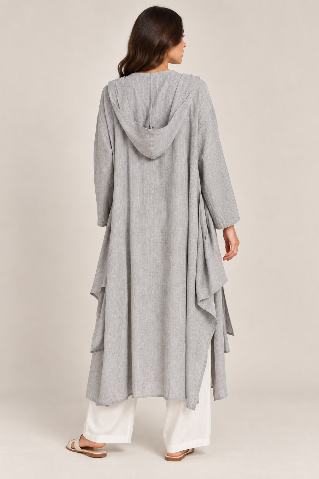 Women Textured Longline Open-Front Cardigan