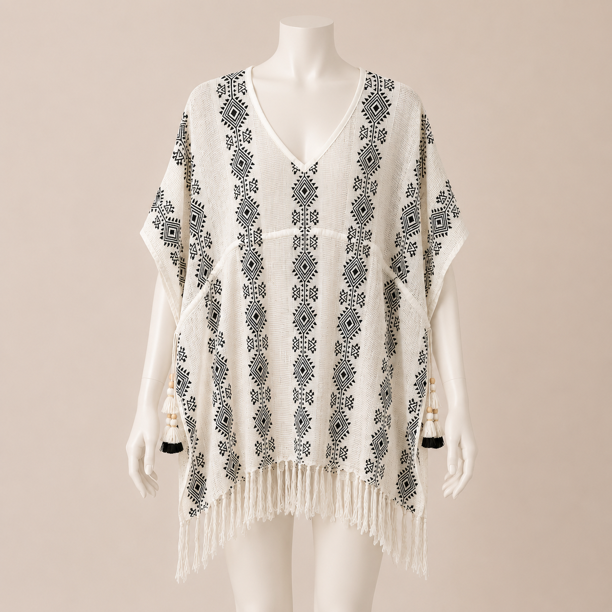 V Neck Fringe Kaftan
