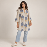 Women Leaf Print Button Front Tunic