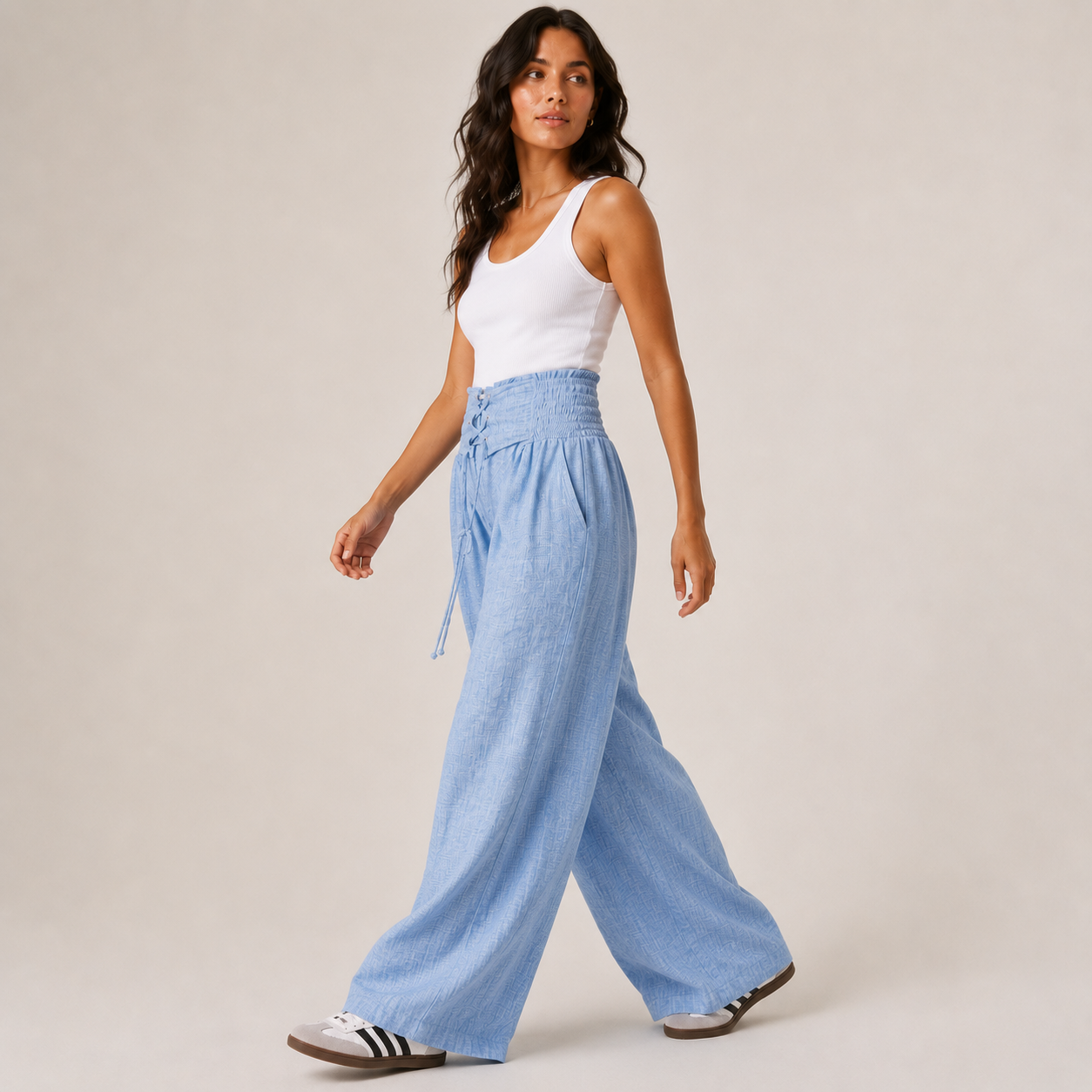 Lace-Up Wide Leg Pants