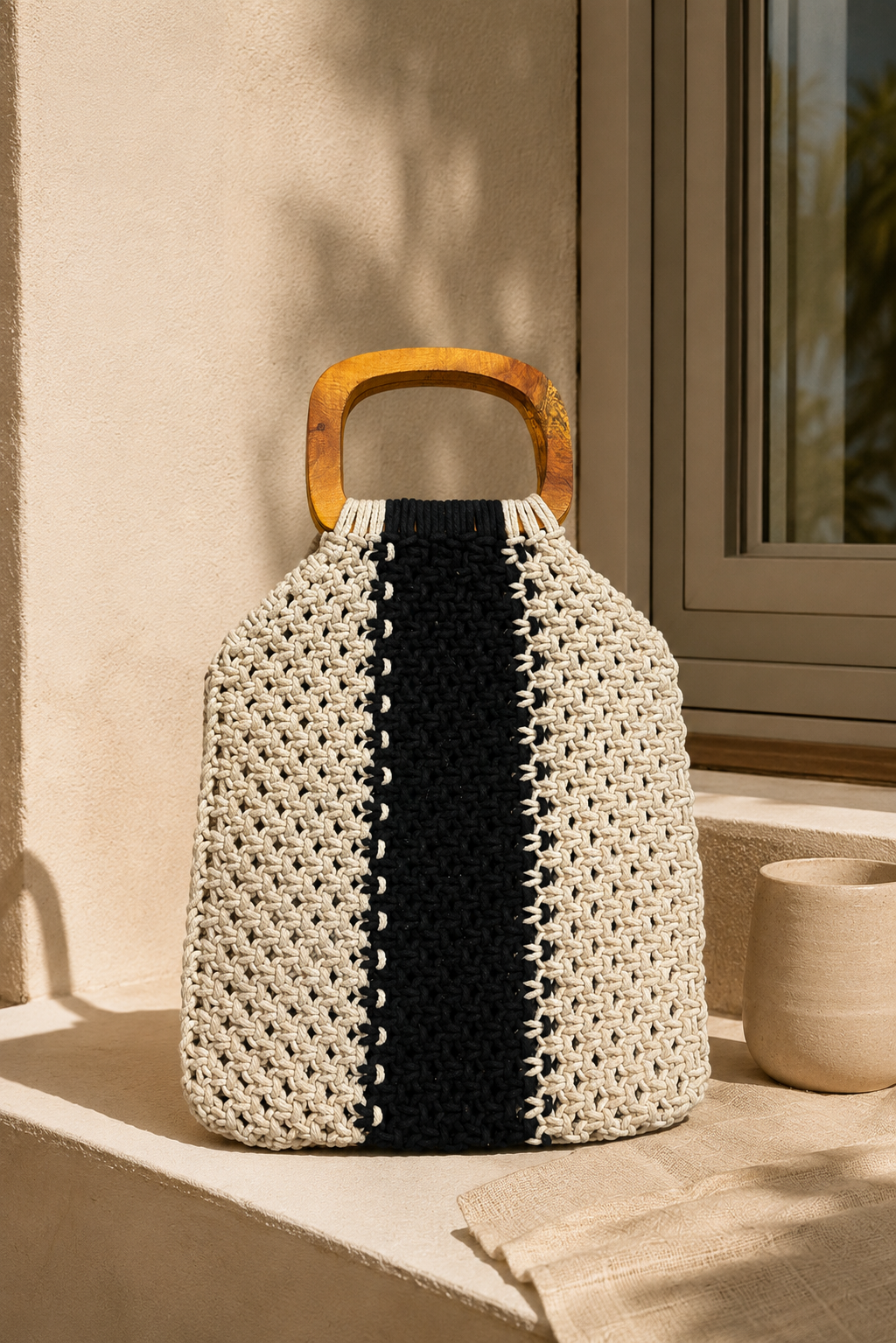Contrast Crochet Tote