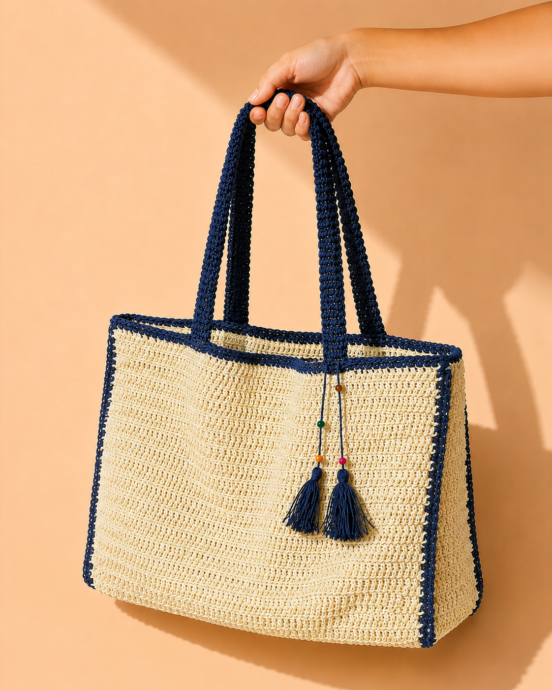 Navy Trim Tote