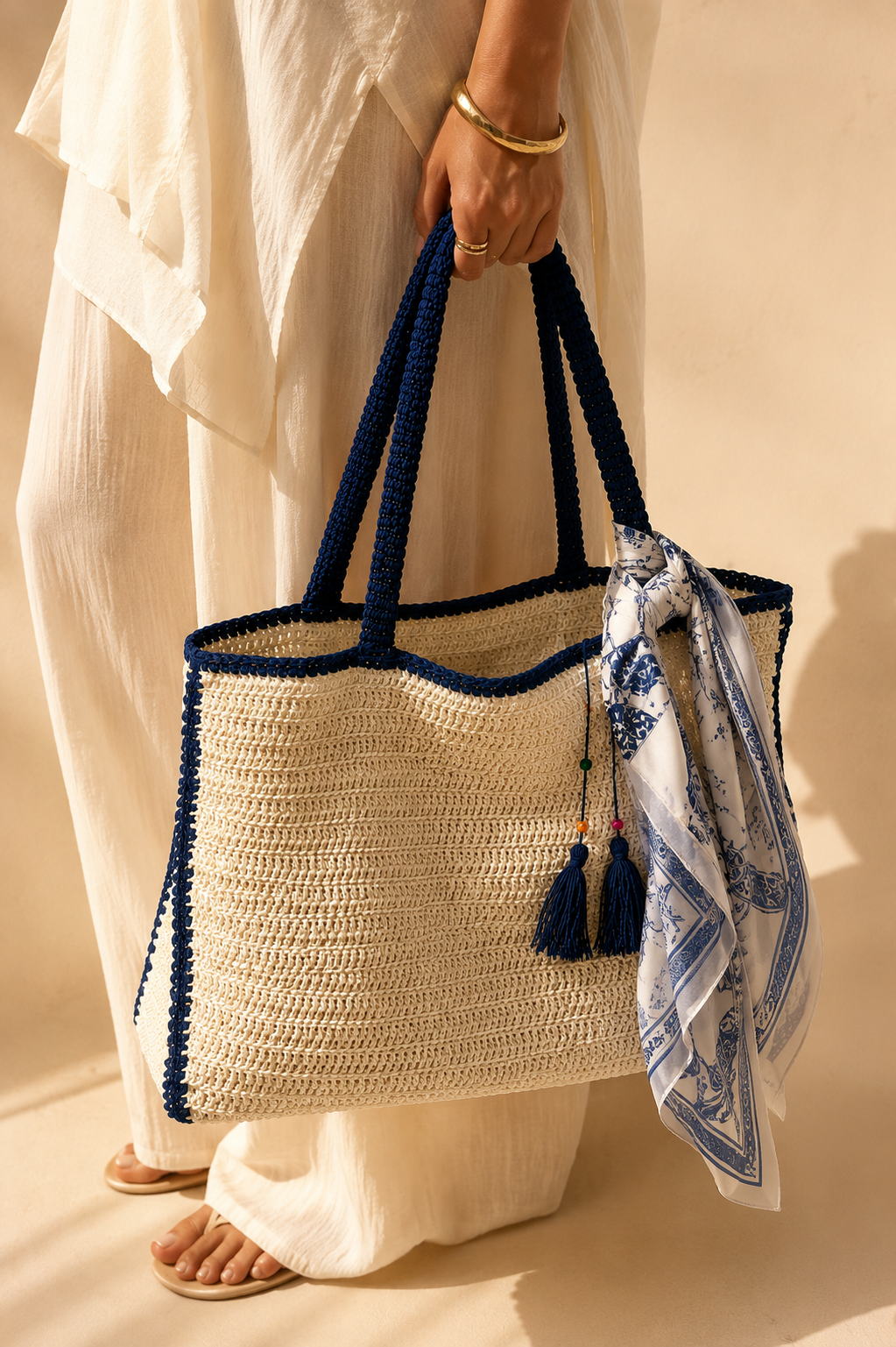 Navy Trim Tote