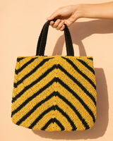 Yellow & Black Patterned Canvas Tote