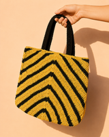 Yellow & Black Patterned Canvas Tote