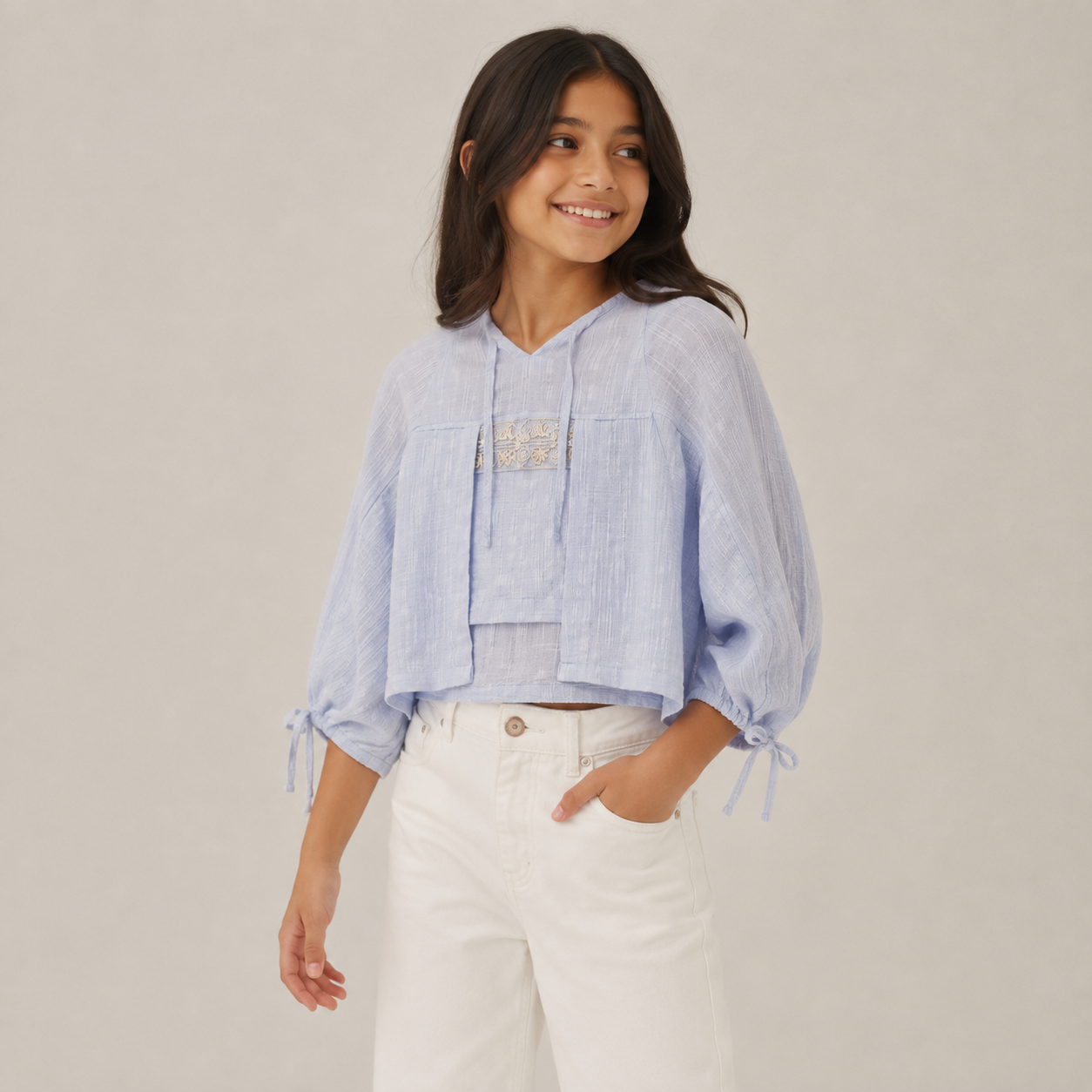 Textured Layered Embroidered Top