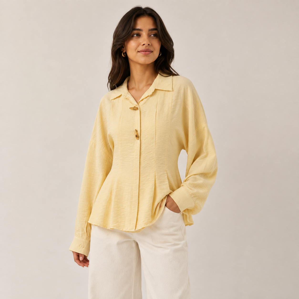Sculpted Waist Statement Shirt