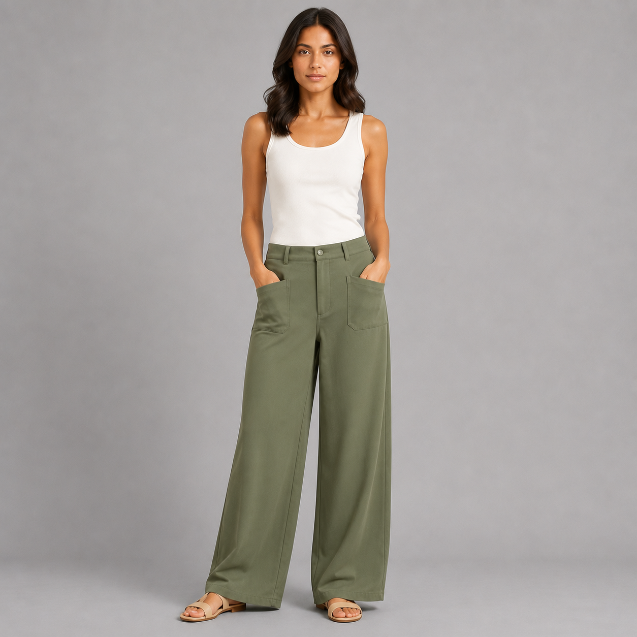 Wide-Leg Utility Pants