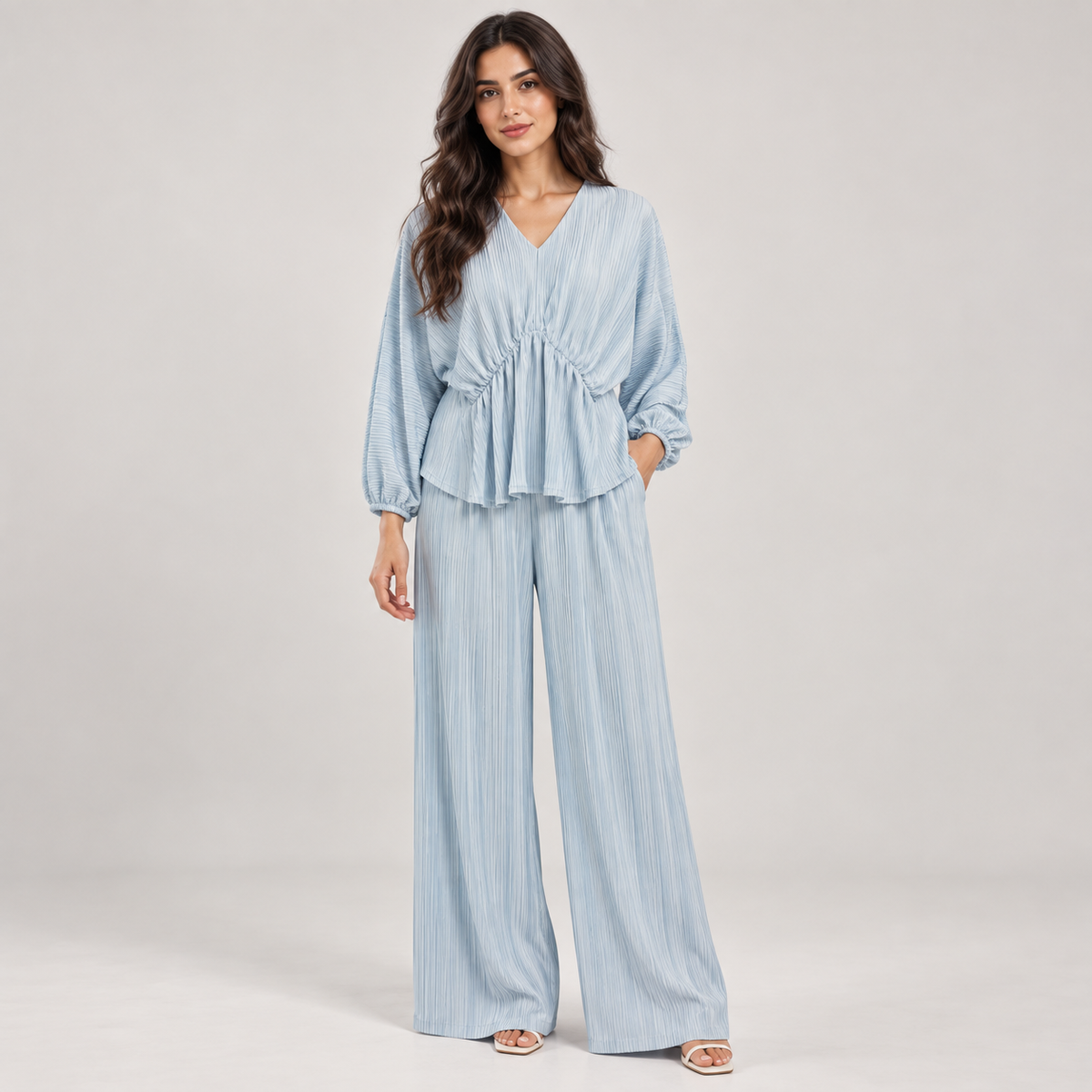 Women Pleated Flow Two-Piece Set
