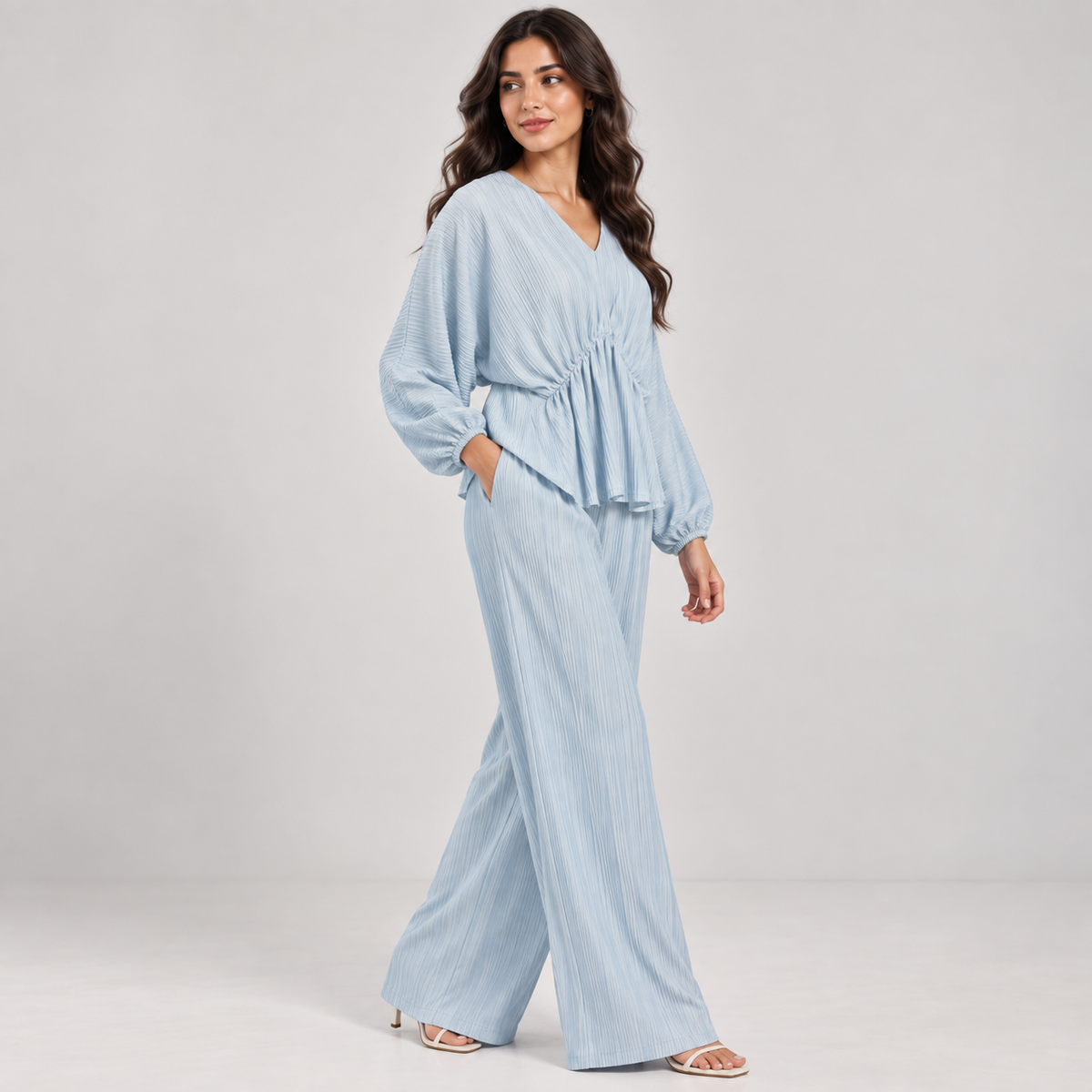 Women Pleated Flow Two-Piece Set