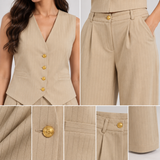Women Pinstripe Tailored Vest and Trouser Set