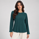 Women Pleated Long Sleeve Top